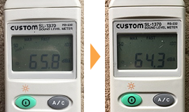 騒音計測器 新旧戸車比較