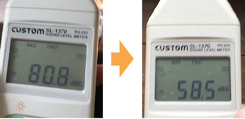 騒音計測器 新旧戸車比較